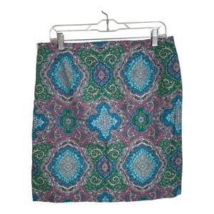 Talbots Cotton Multi Color Paisley Medallion Pencil Skirt‎ Size 10